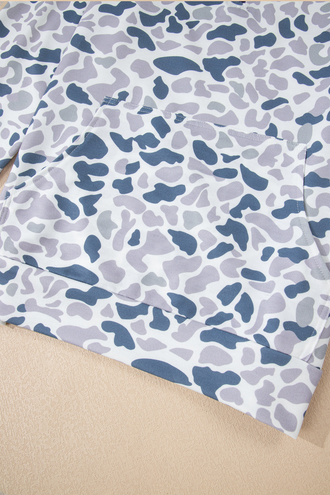 Multicolour Camouflage Print Kangaroo Pocket Zip Collar Pullover Sweatshirt