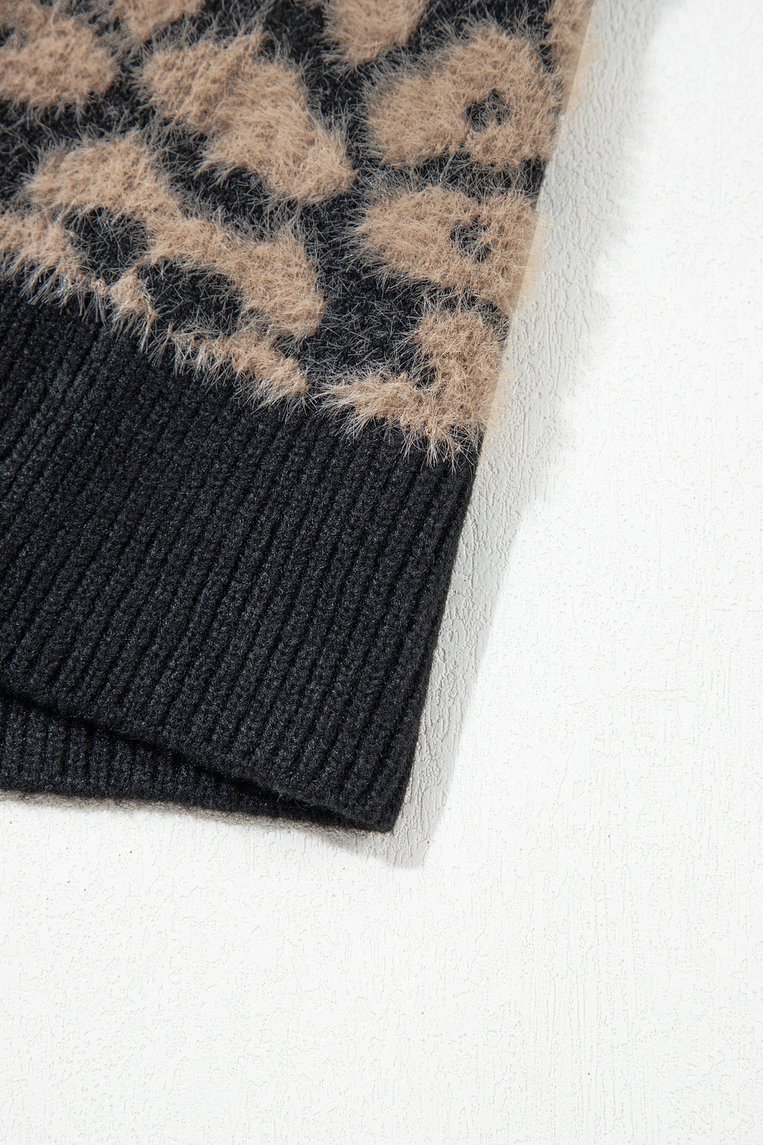 Black Leopard Print Knit Sleeveless Regular Wash Sweater Vest