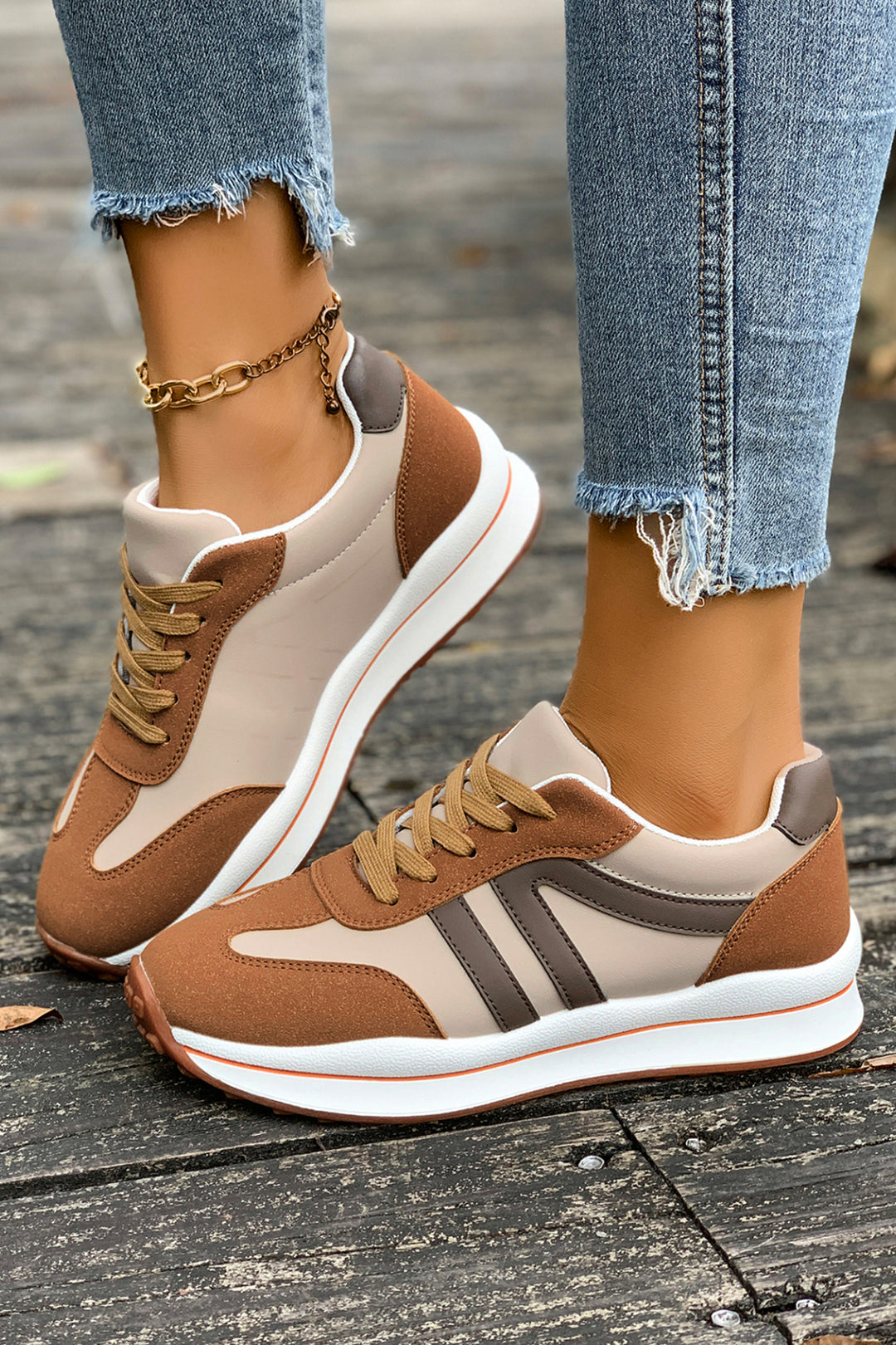 Varsity Color Block Patchwork Lace-up PU??Leather Sneakers