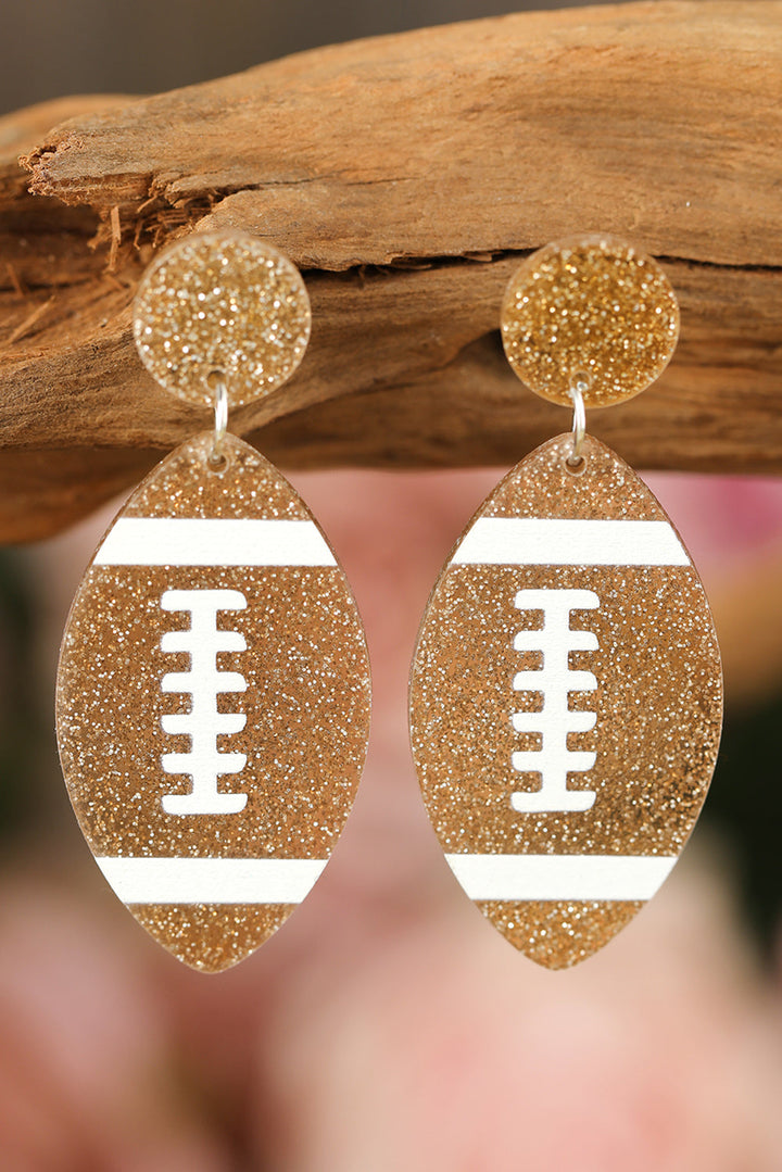 Boucles d'oreilles scintillantes avec pendentif « Jour de match » pour le rugby