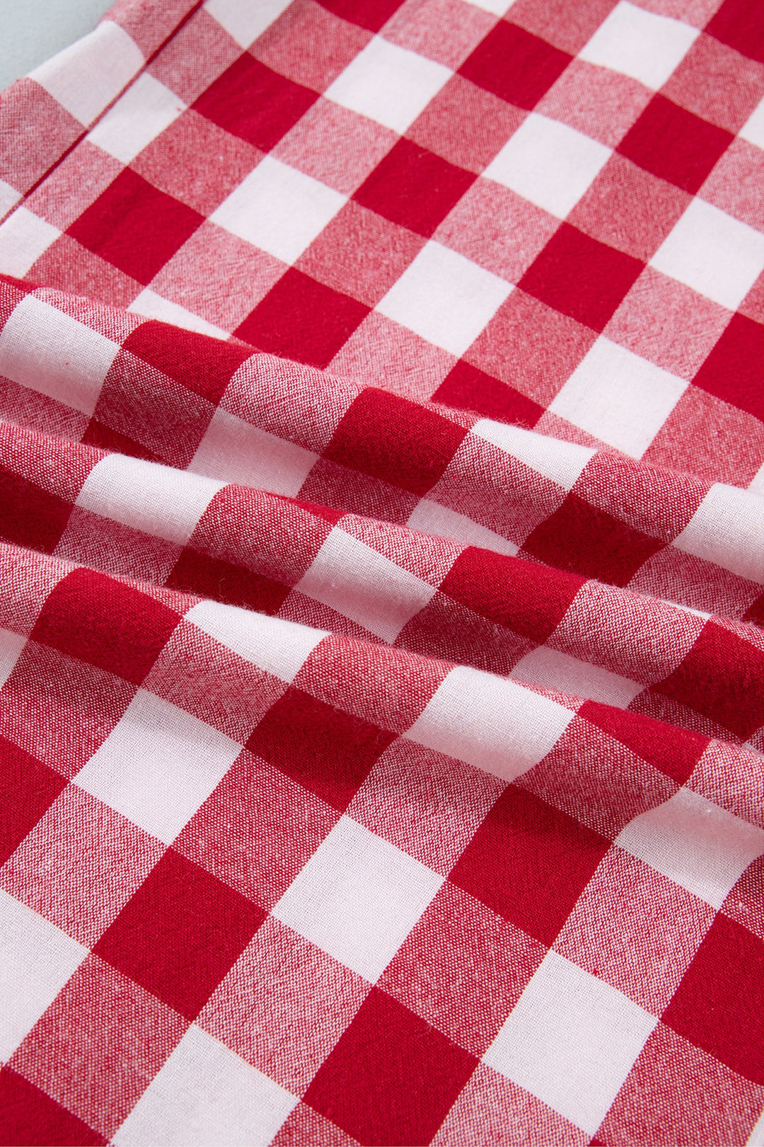 Red Gingham Plaid Tie Elastic Waist Shift Pants