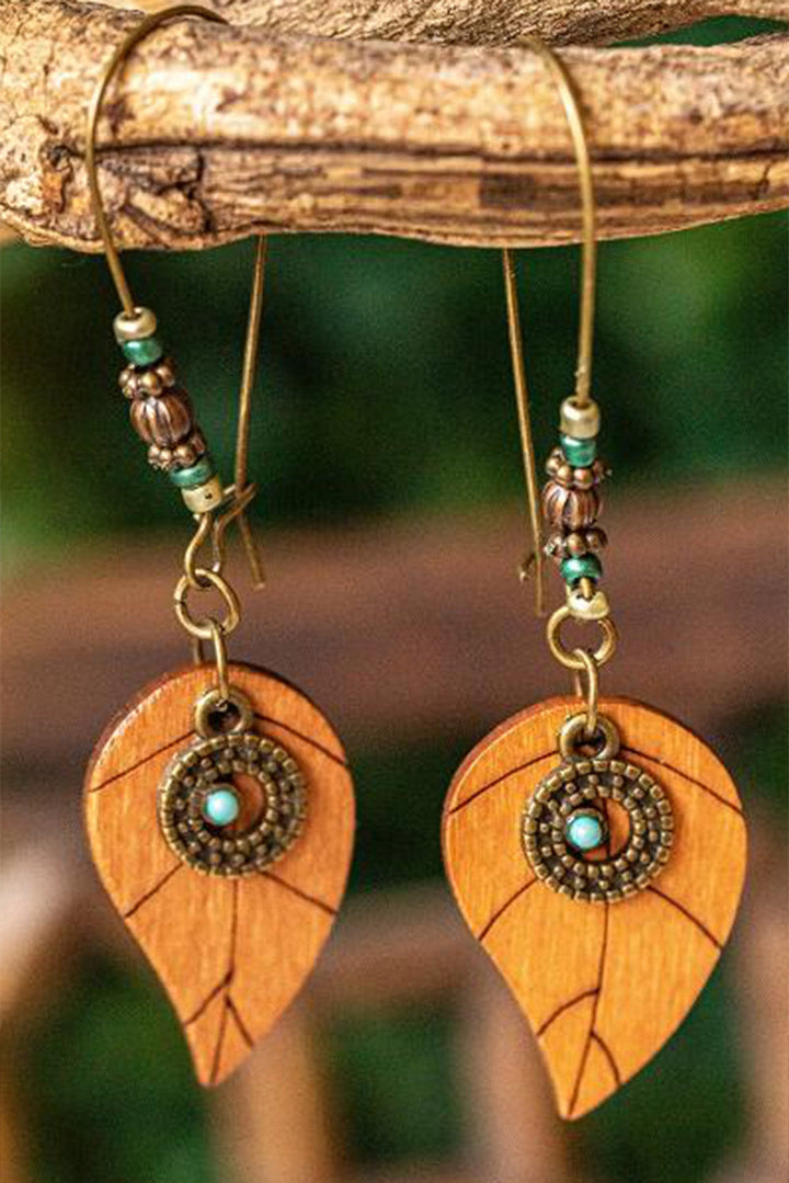 Boucles d'oreilles pendantes en forme de feuille avec décor turquoise occidental