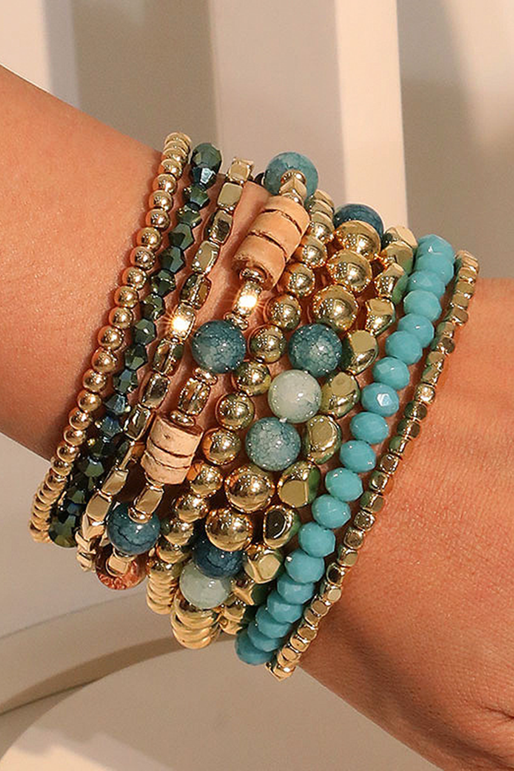 Ensemble de bracelets élastiques multicouches en perles bohèmes