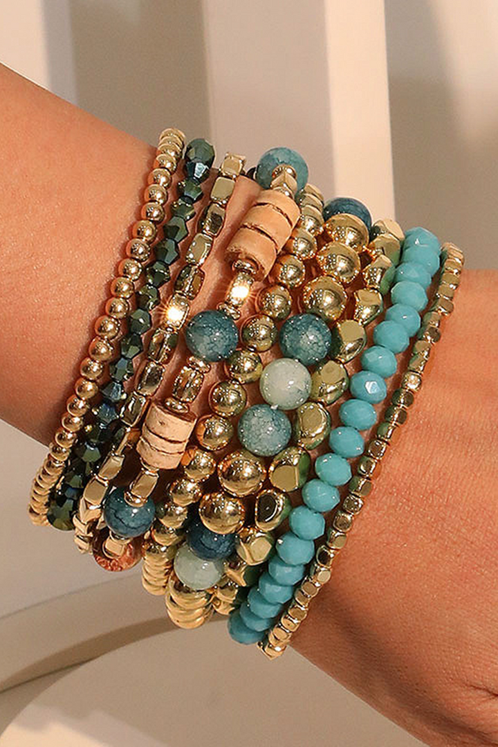 Ensemble de bracelets élastiques multicouches en perles bohèmes