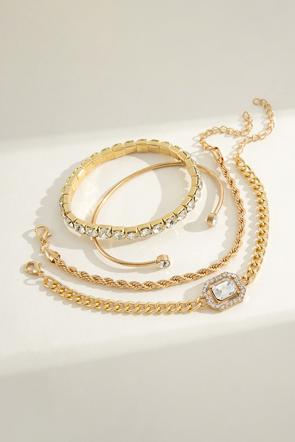 Ensemble de 4 bracelets tressés en chaîne de diamants