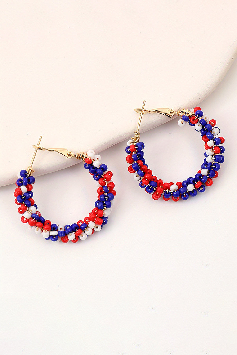 Flag Day Beaded Hoop Earrings
