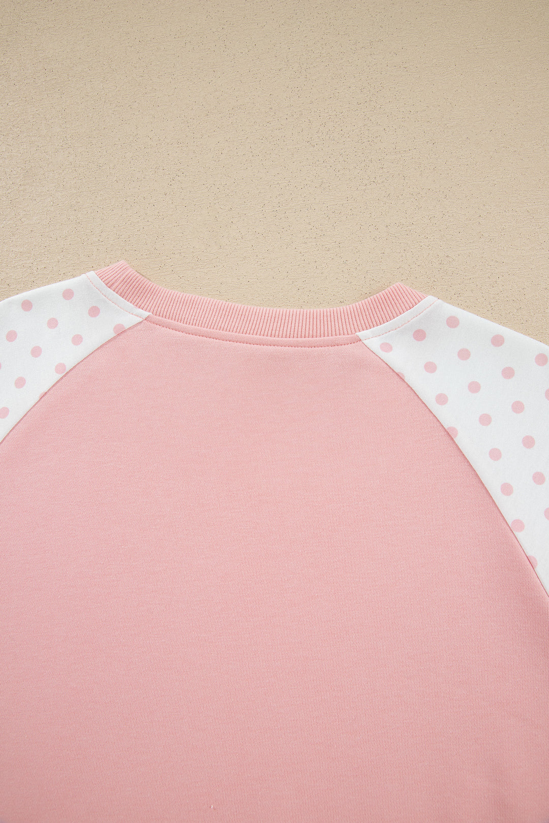 Pink Polka Dot Patchwork Colorblock Long Sleeve Casual Two Piece Pants Set