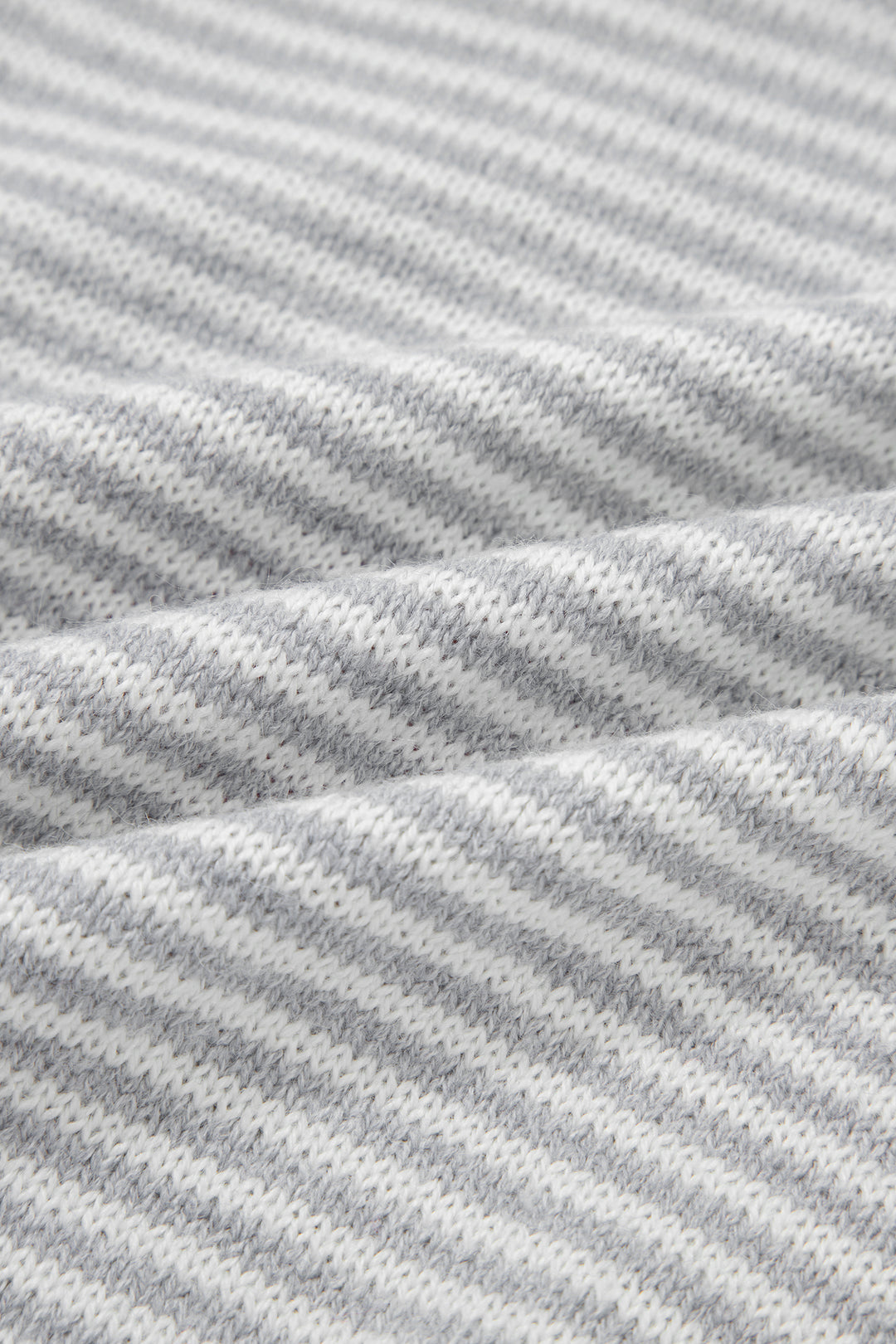 Gray Stripe Contrast Heart Pattern Valentine Knit Sweater