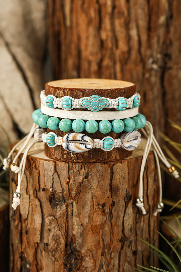 Western Turquoise Shell Multi Layered Bracelet Set