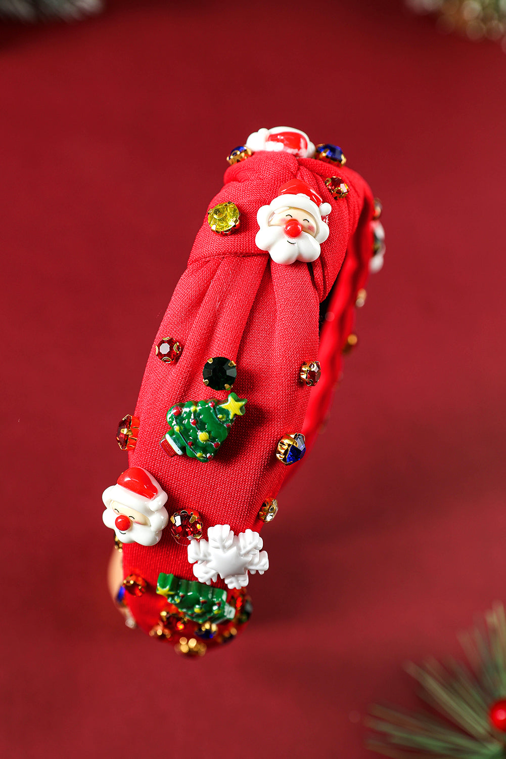 Bandeau noué en strass à motif de Noël