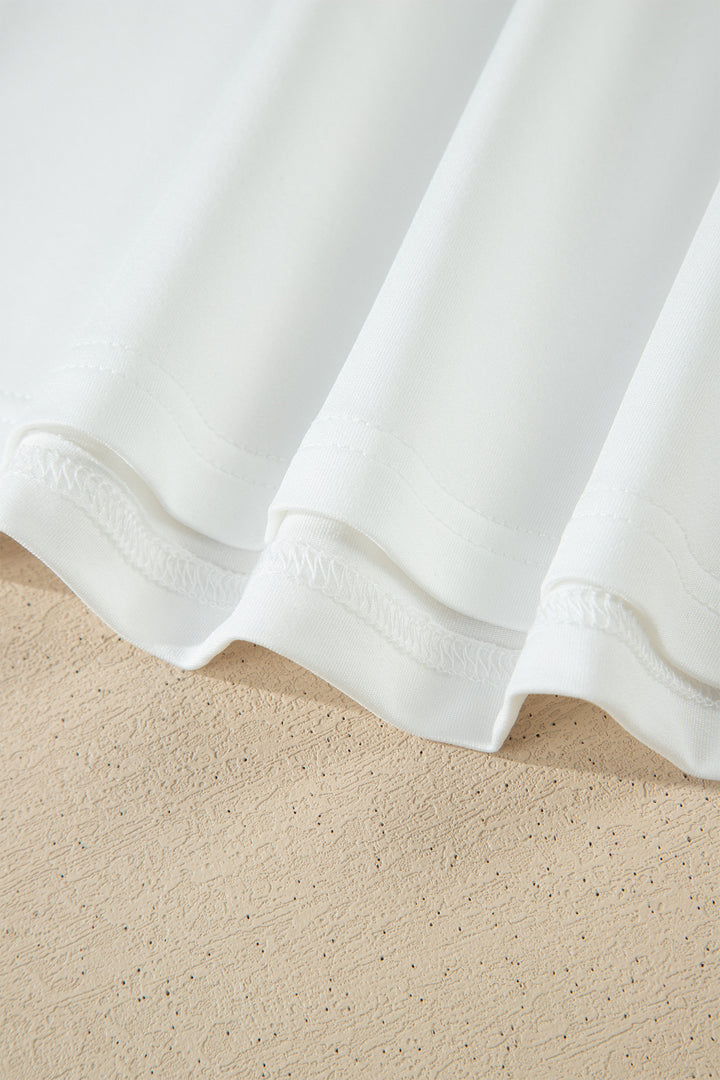 White Sheer Lace Round Neck T Shirt