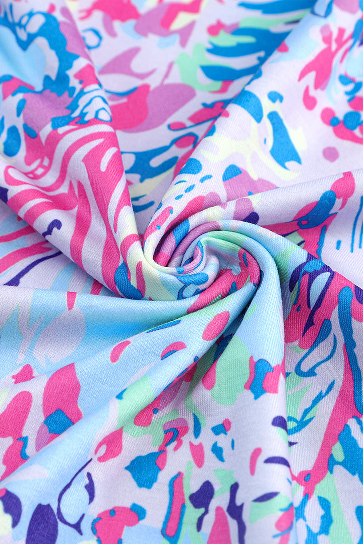 Abstract Floral Print Sleeveless Maxi Dresses