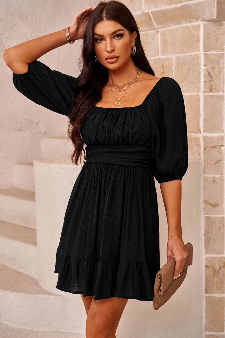 Bow Knot Ruffled High Waist Mini Dresses