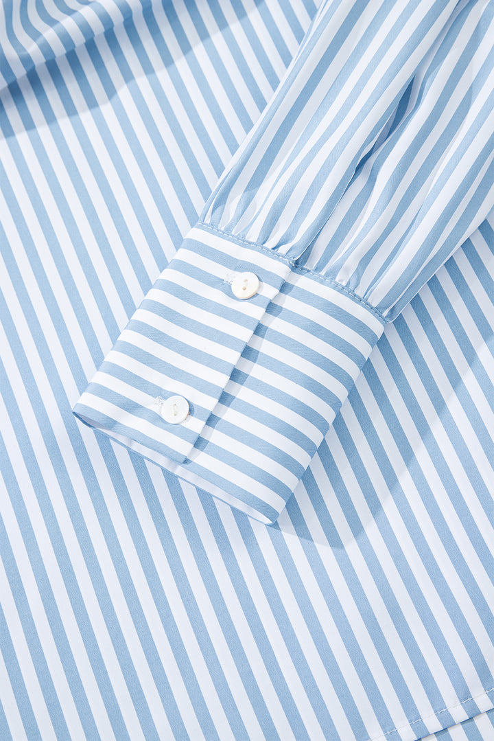 Shirred Detail Half Placket Collared Long Sleeve Fall Shirt