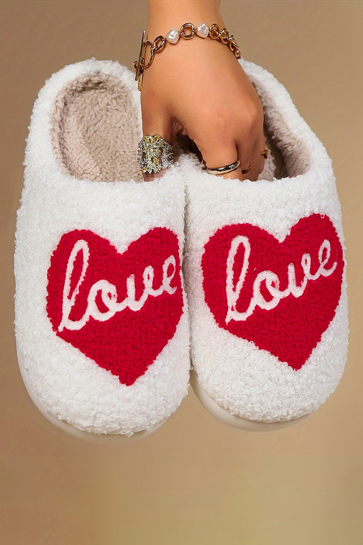 Valentine Love Heart Pattern Home Fuzzy Slippers