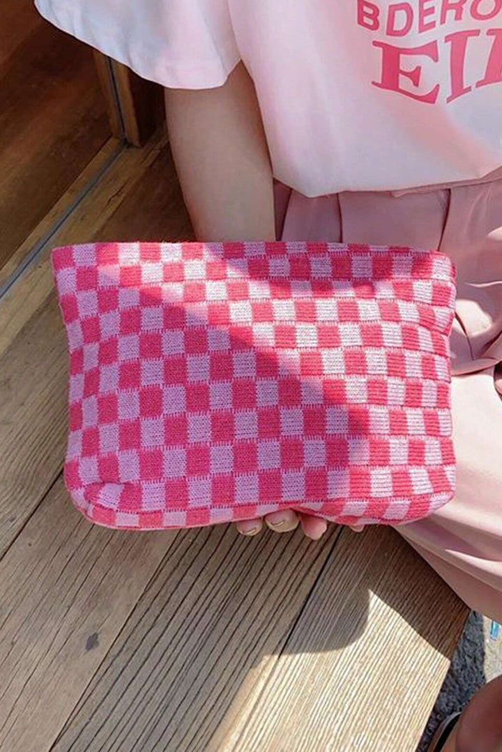 Trousse de maquillage à carreaux 