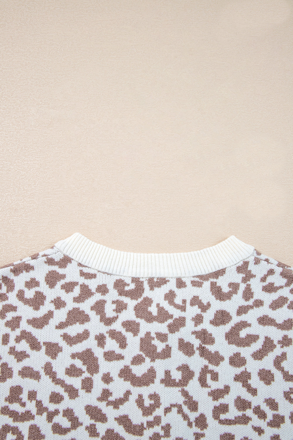 Leopard Drop Shoulder Chunky Knitted Cardigan Sweater