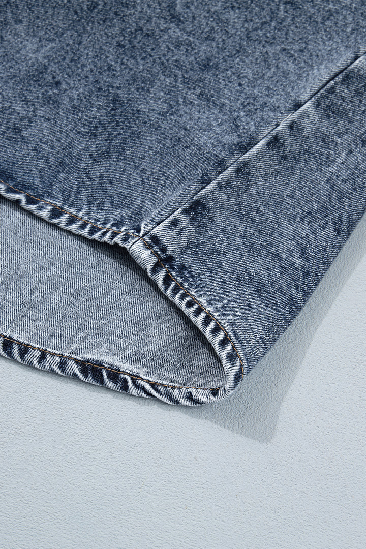 Ashleigh Blue Solid Denim Button Front Pocket Cowboy Vest