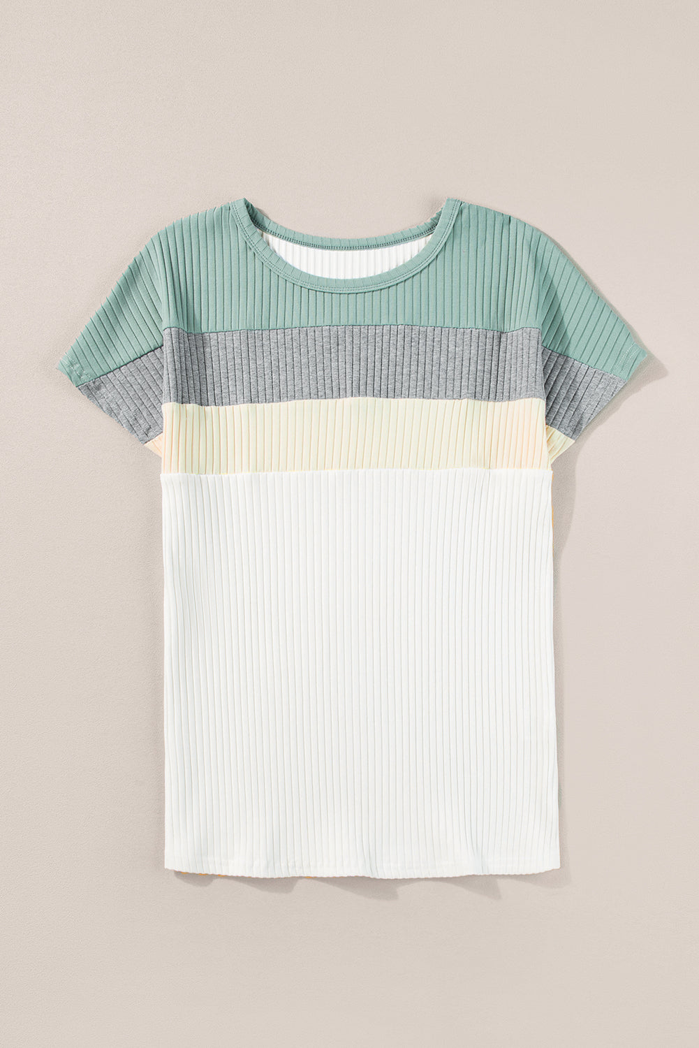 Ribbed Color Block Patchwork T-shirt