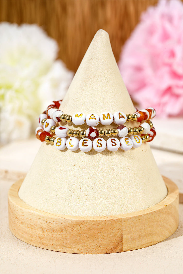 MAMA Beaded Triple Layer Bracelet Set