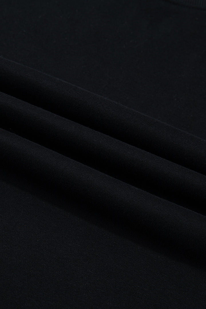 Black Solid Color Oversized Mock Neck Sweatshirt