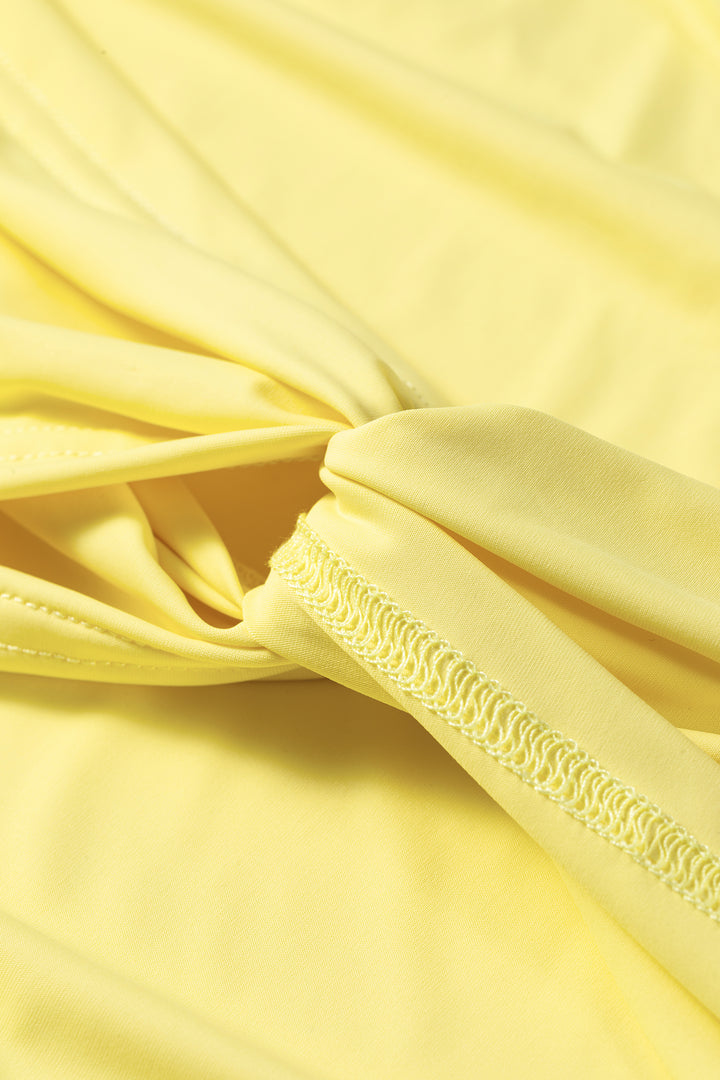 Summer Yellow Cream Daring Back Cutout Active Mini Dress