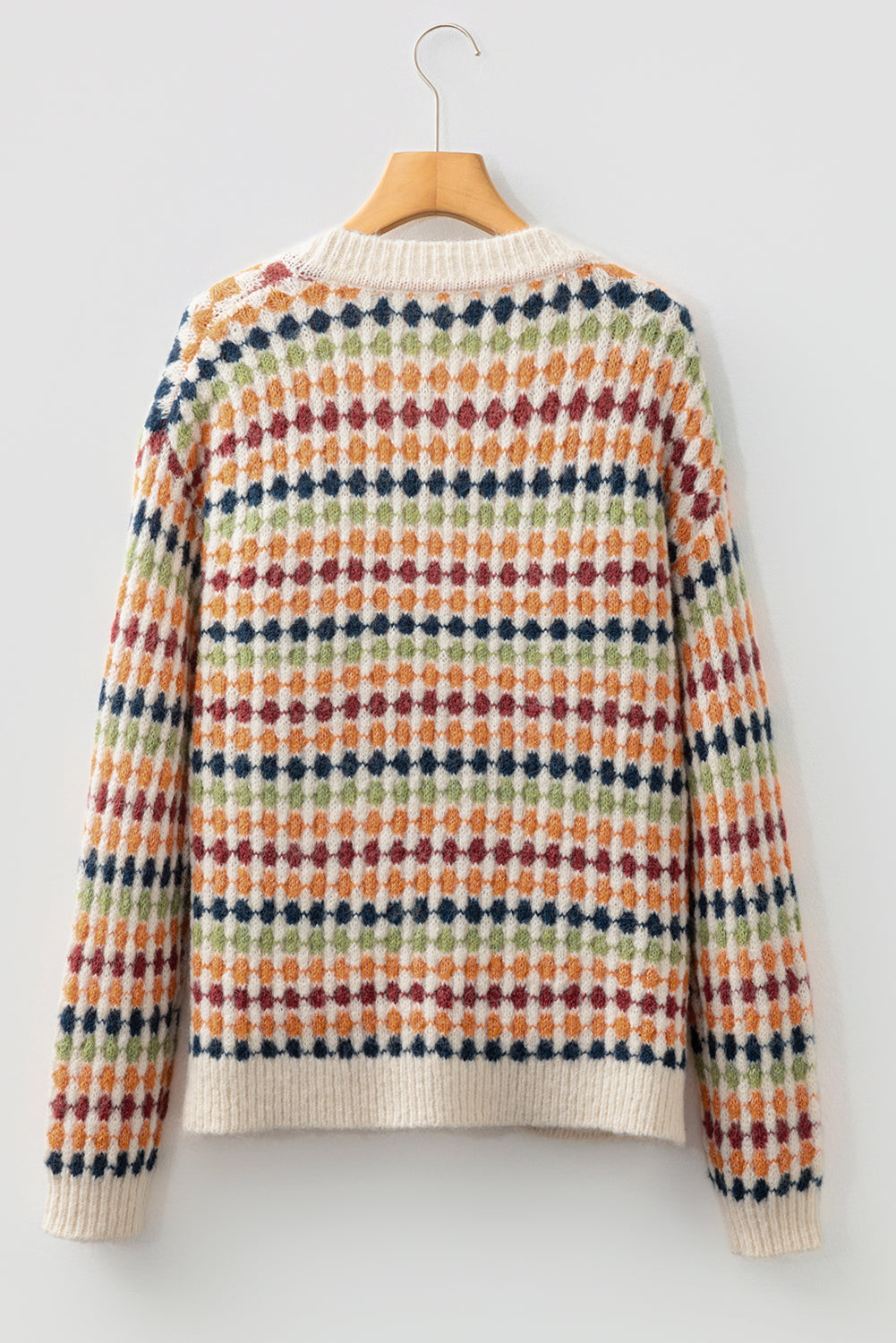 Multicolour Dotty Pattern Knit Button Front Sweater Cardigan