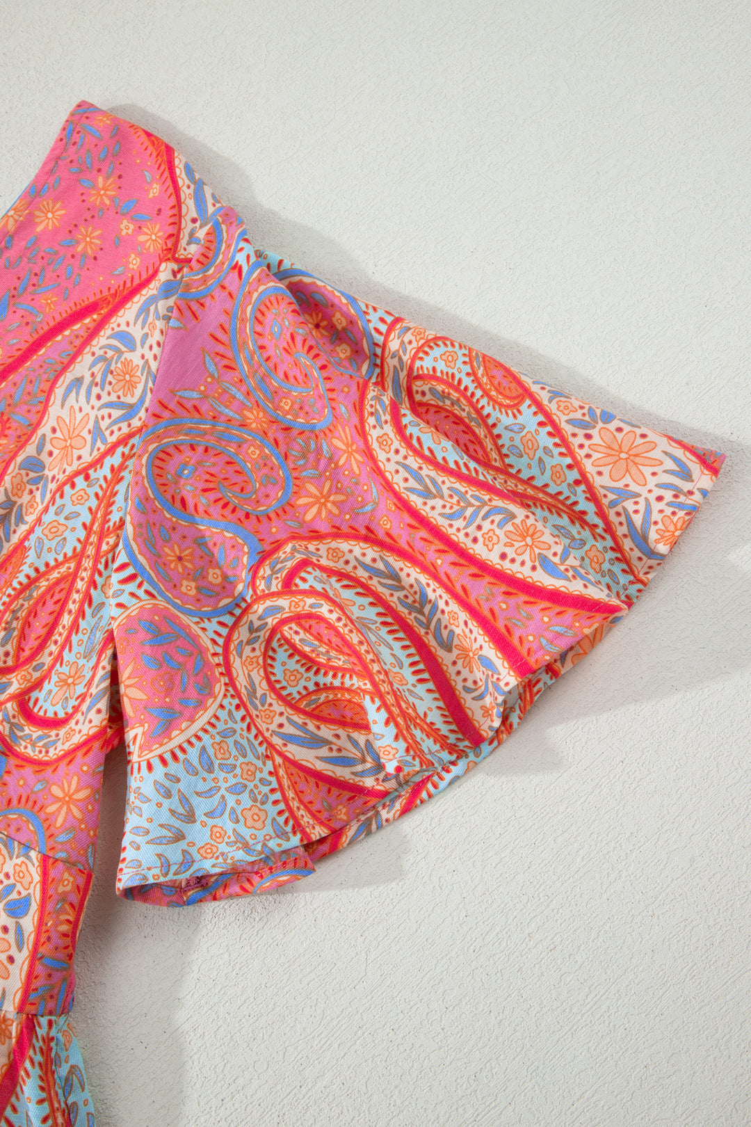 Chic Paisley Print Short Sleeve Boho Maxi Dress with Ruffle Details