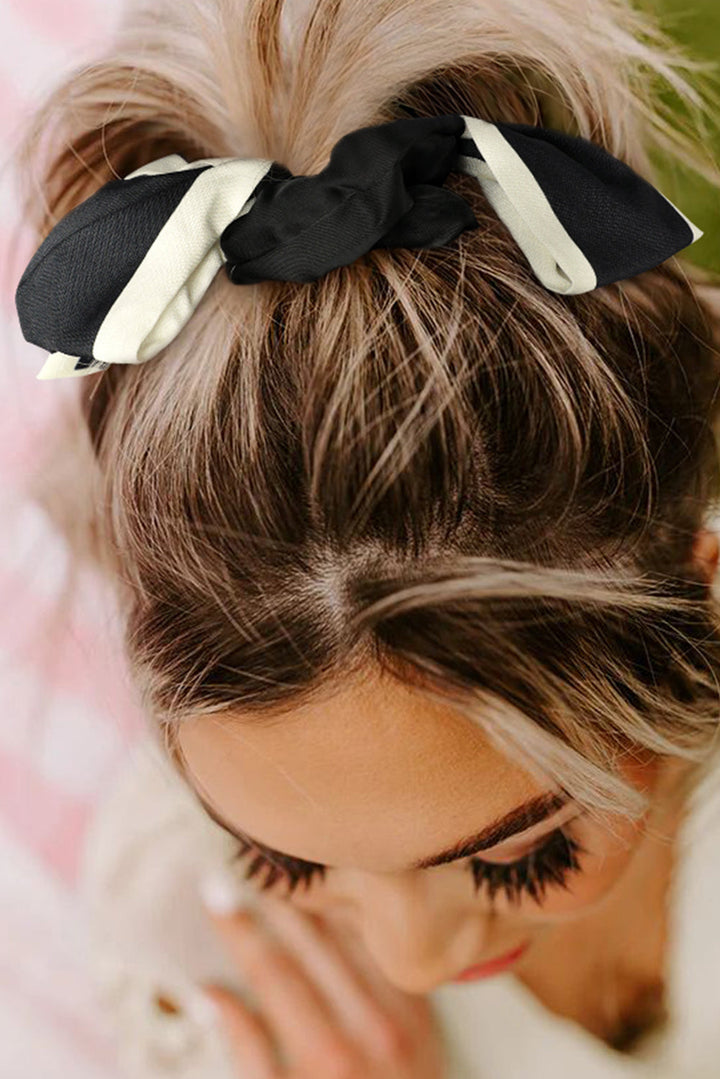 Contrast Trim Satin Bow Knot Hair Scrunchie