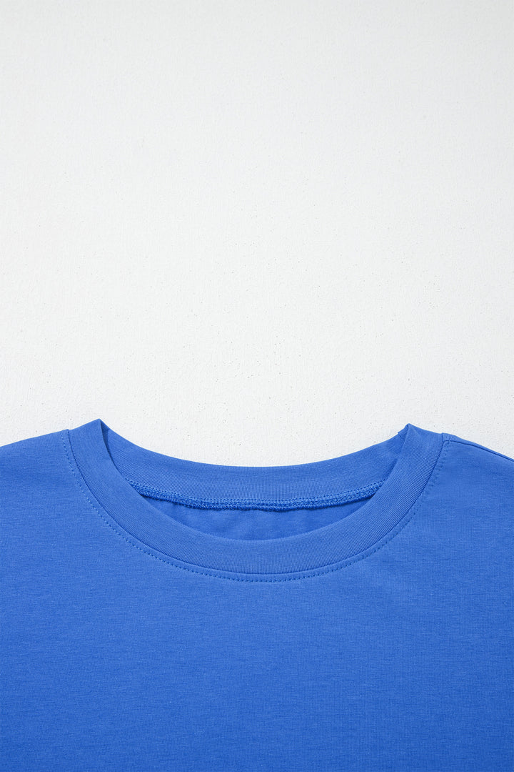 Dark Blue Varsity Striped Short Sleeve Crew Neck T Shirt