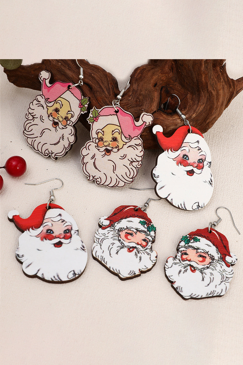 3 paires de boucles d'oreilles pendantes Père Noël de Noël