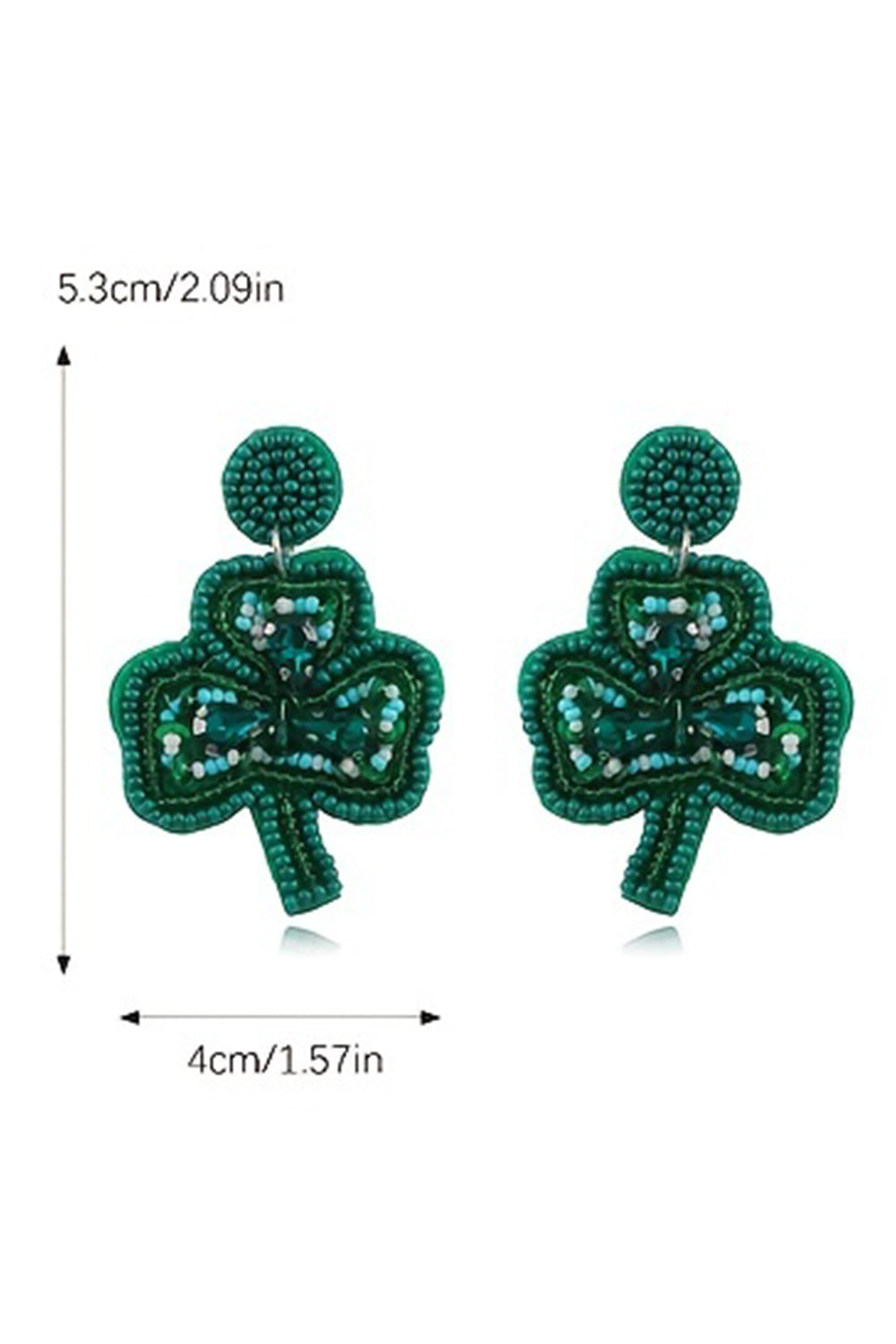 Boucles d'oreilles à tige en perles de riz et trèfle de la Saint-Patrick