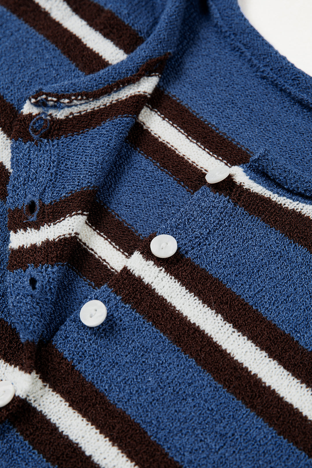 Blue Stripe Striped Drop Shoulder Button Cardigan