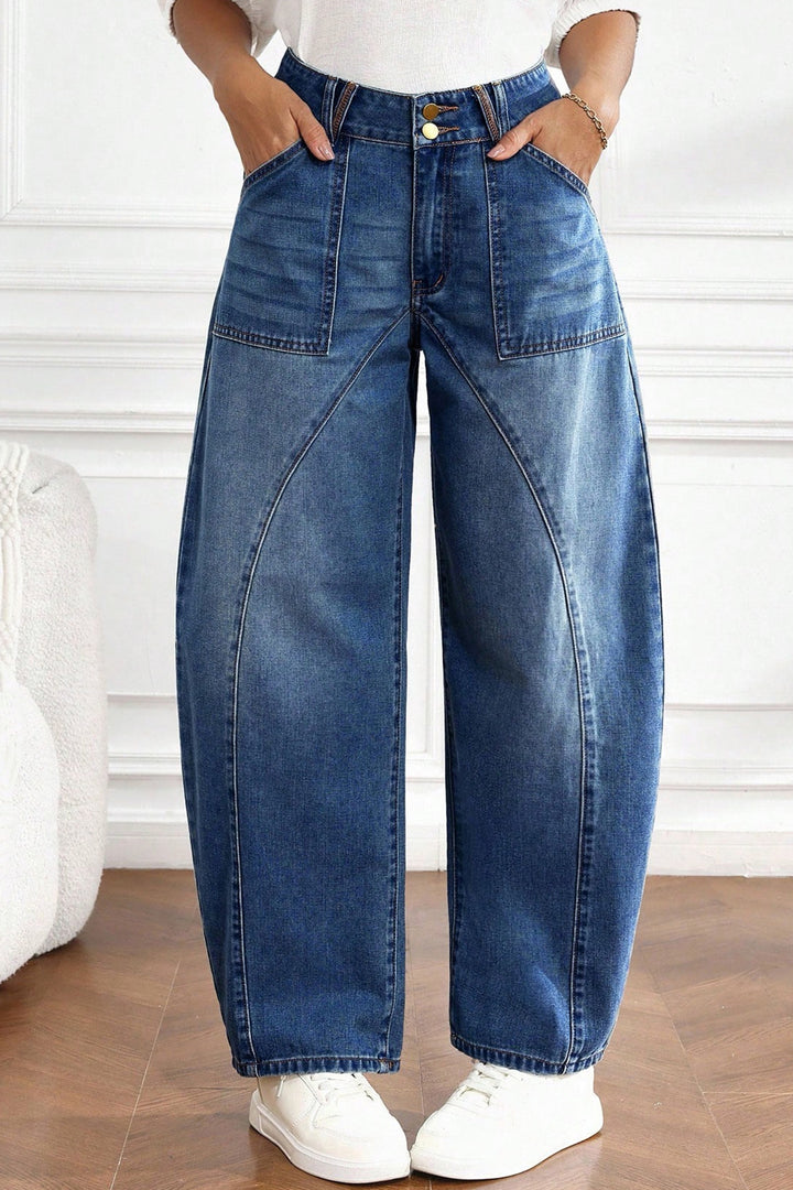Ashleigh Blue Curved-Knife Ankle-Length Casual Jeans