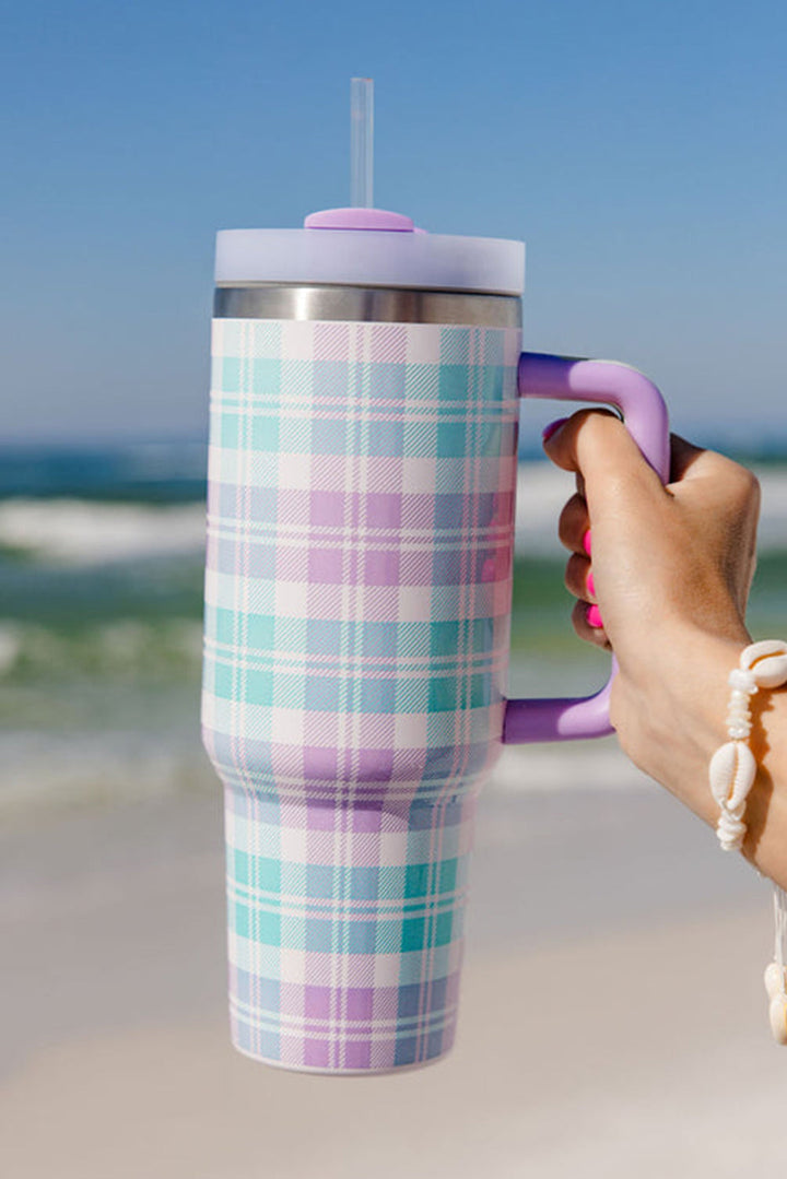 Grande tasse à vide avec poignée à imprimé écossais 40 oz