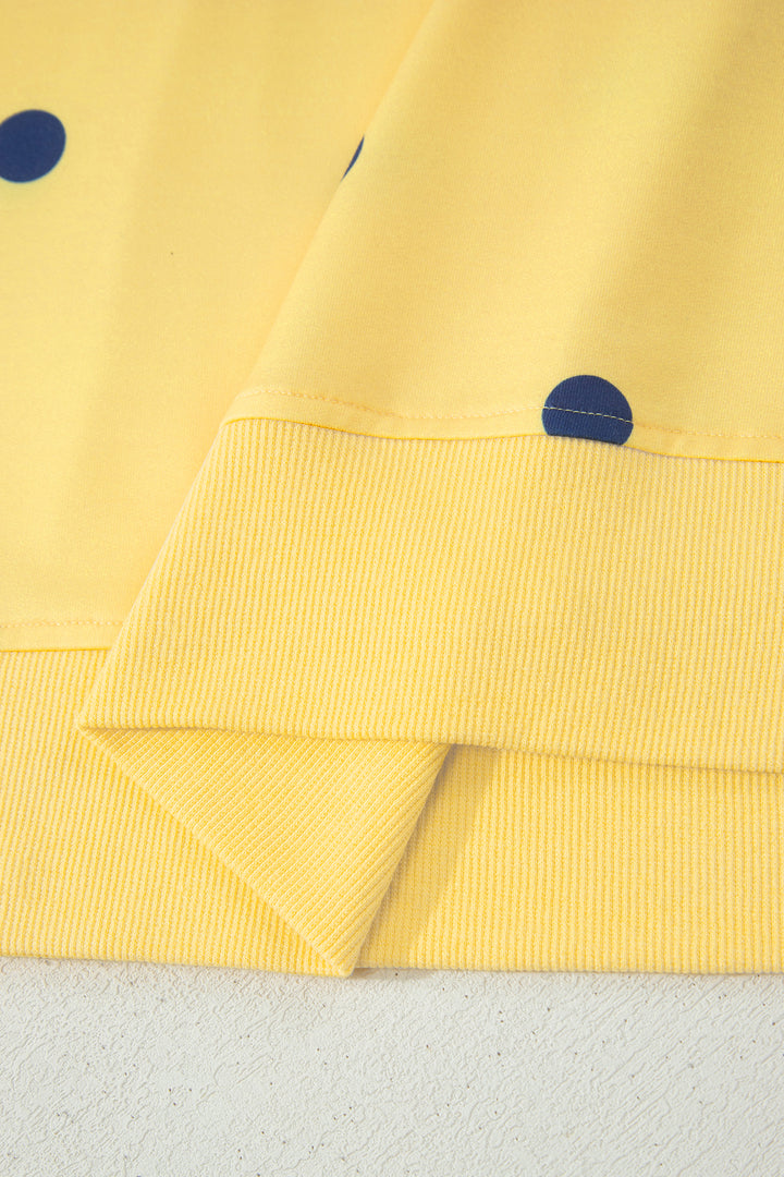 Yellow Polka Dot Print Crossed Seam Detail Oversize Tee