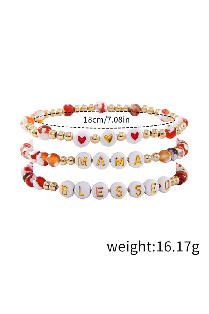 MAMA Beaded Triple Layer Bracelet Set