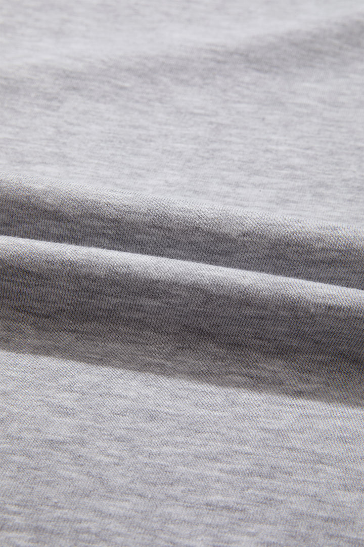Light Grey Patchwork Detail Raw Edge Oversize Tee
