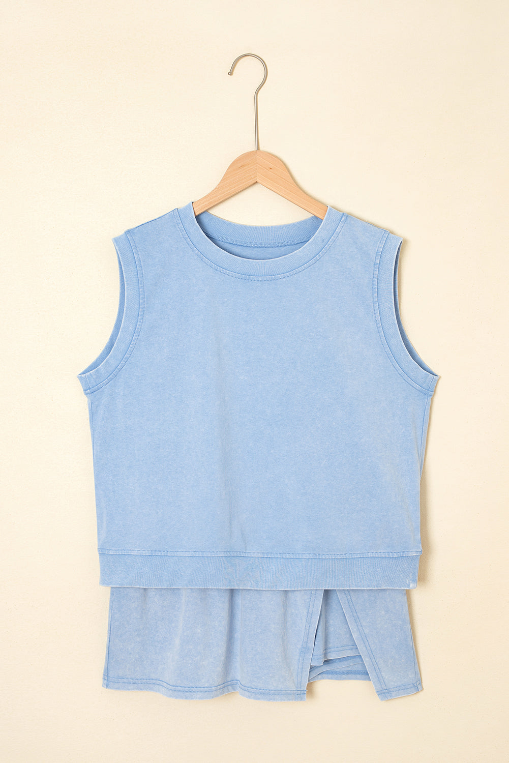 Myosotis Washed Sleeveless Top Split Skort Cotton 2pcs Outfit