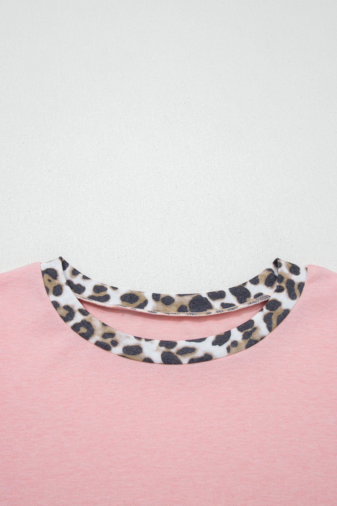 Light Pink Color Block Leopard Patchwork Dolman Sleeve High Low Baggy Sweatshirt