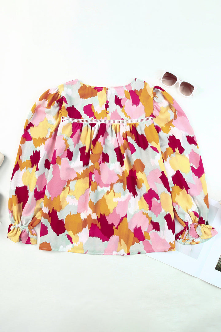 Abstract Printed Long Sleeve Blouse