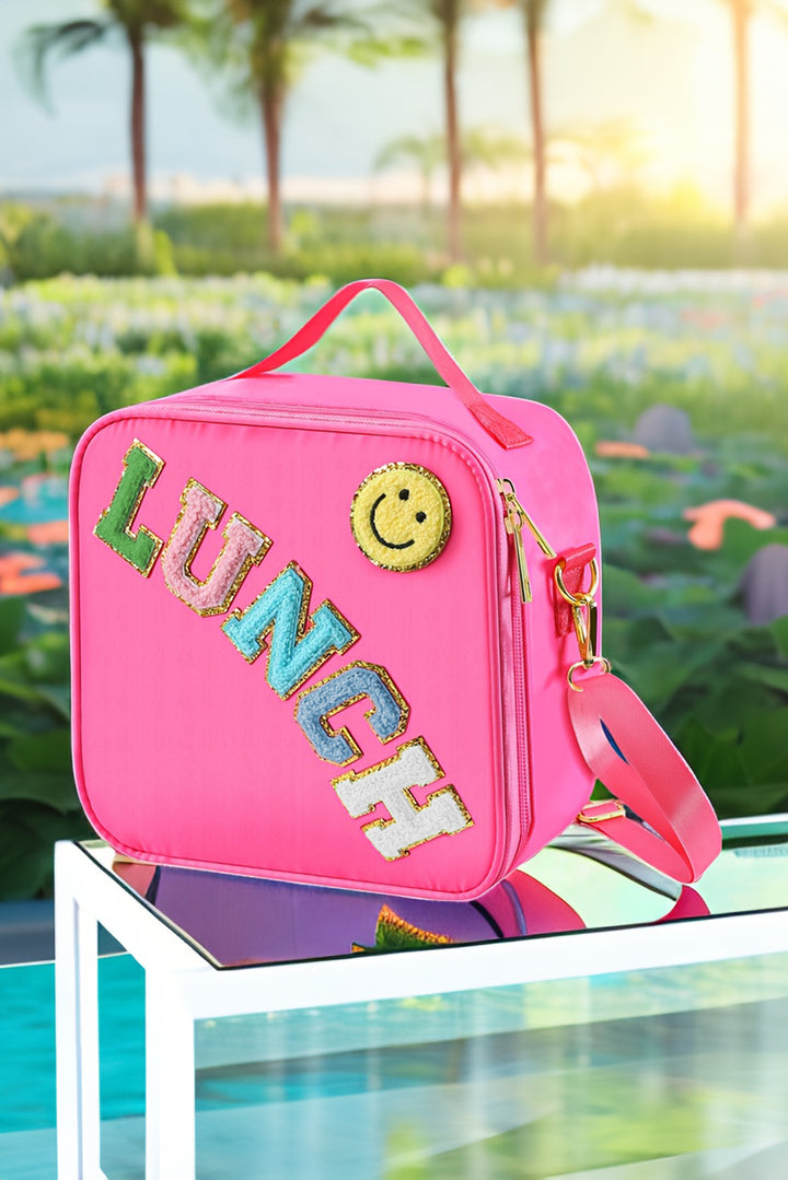 Glitter Chenille Zipper Detachable Strap Insulated Bag