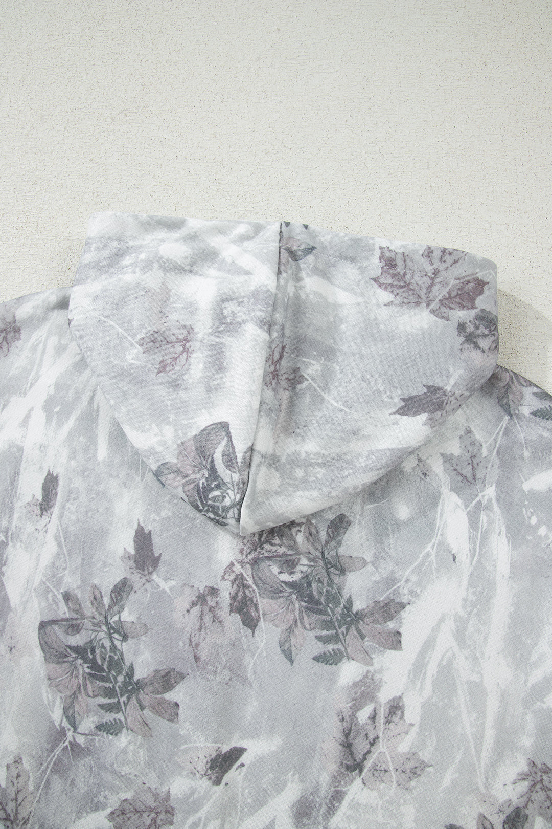 Camo Leaf Print Kangaroo Pocket Quarter Zip Hoodie