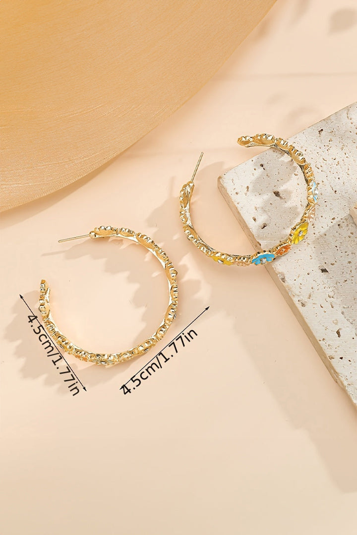 Boucles d'oreilles crochet en alliage plaqué avec décor de fleurs et strass