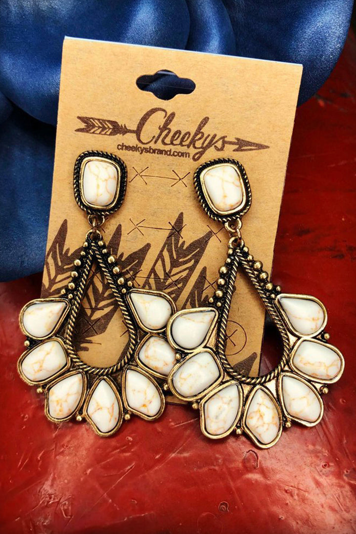 Türkisfarbene Inlay-Ohrringe im Western-Stil mit Cut-Outs