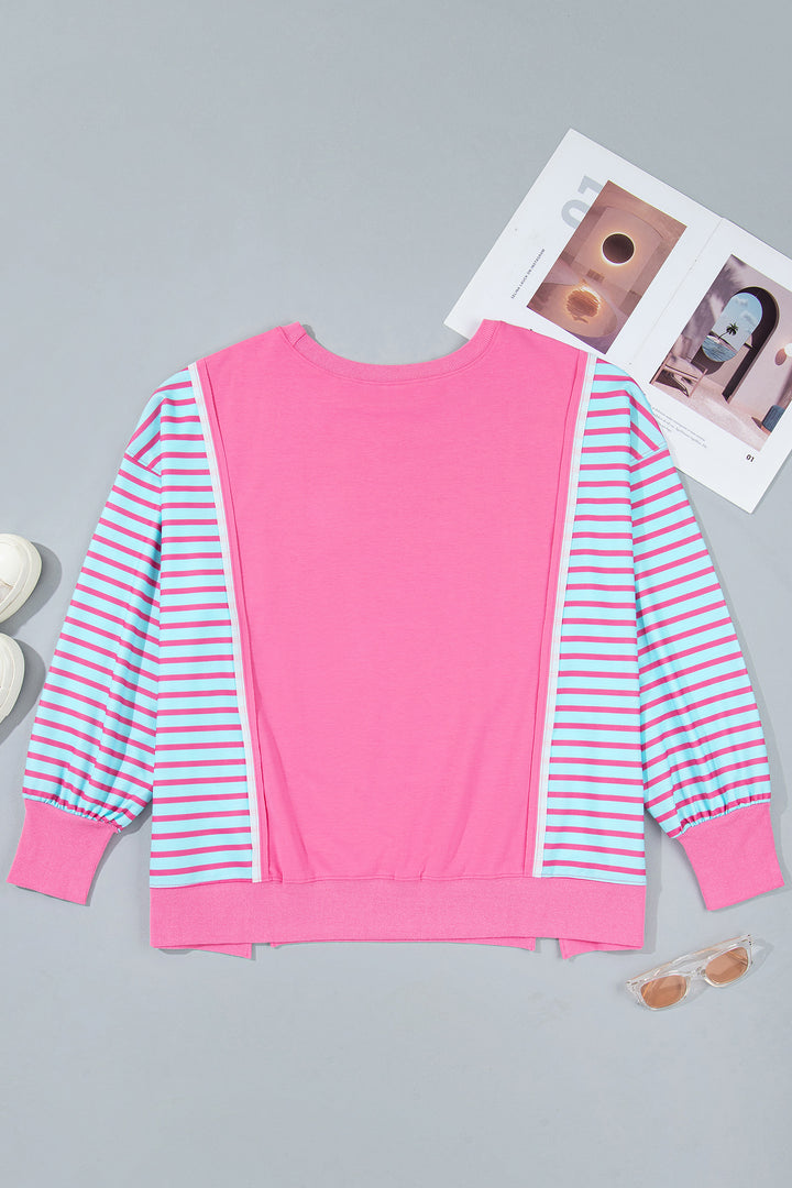 Purple Orchid Striped Colorblock Tunic Plus Size Sweatshirt