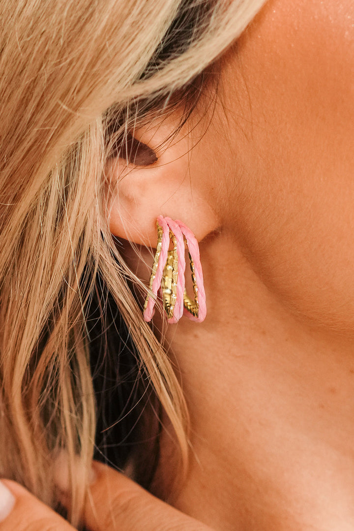 Rattan Detail Gold Plated Alloy Earrings