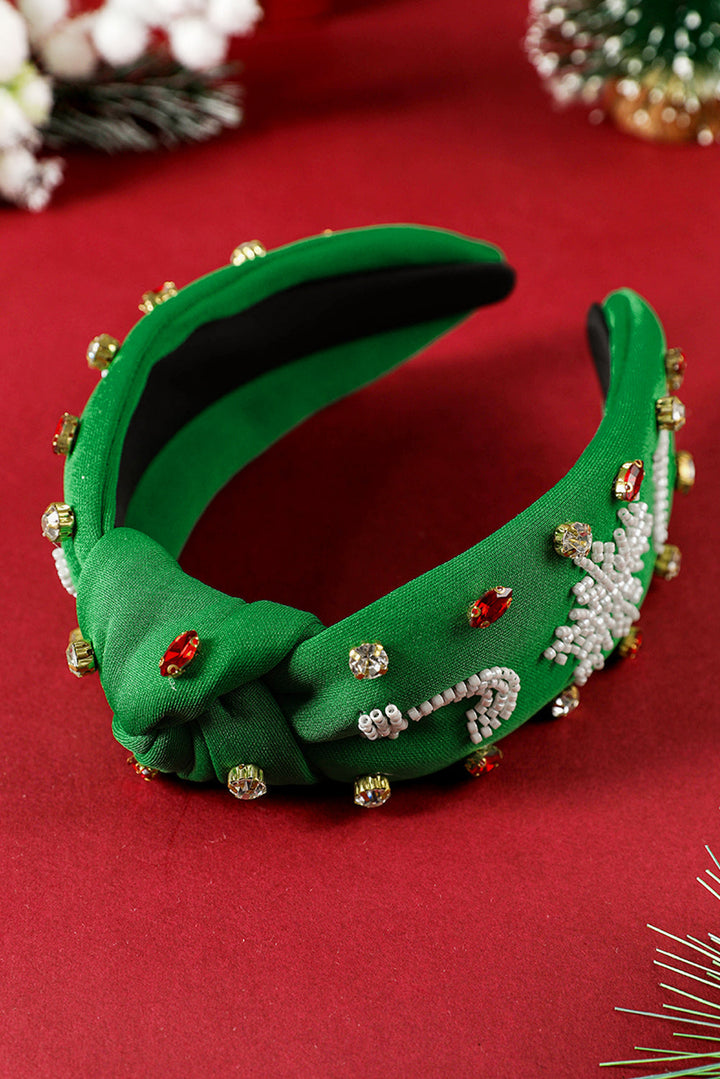 Bandeau large en perles de riz et strass de Noël