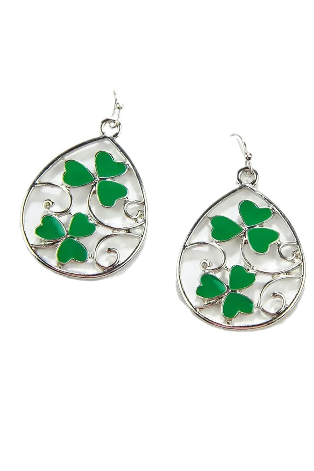 Boucles d'oreilles pendantes creuses en forme de trèfle de la Saint-Patrick