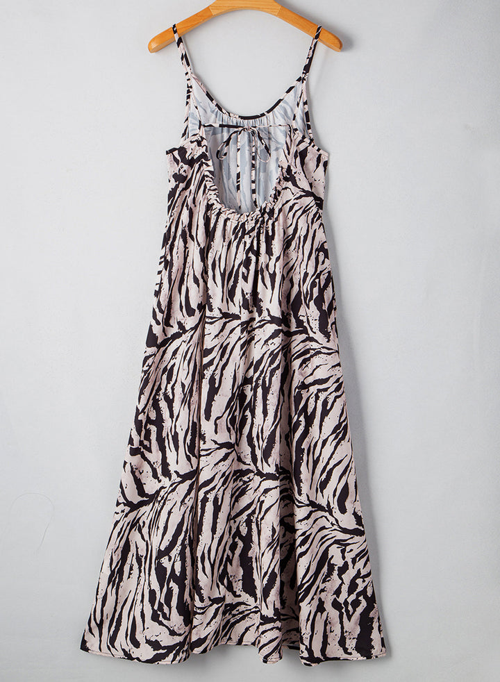 Abstract Print Open Back Boho Loose Maxi Sundress